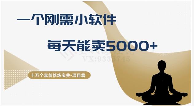 十万个富翁修炼宝典之17.一个刚需小软件，每天能卖5000+-九洲网