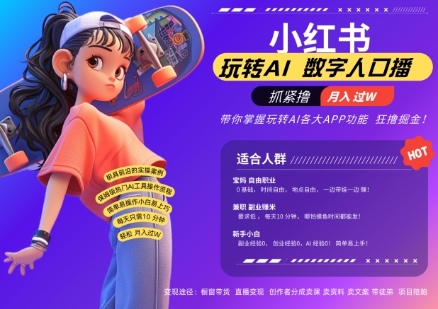 小红书数字人暴力起号，AI改写文案，再也不用费劲录口播，流量火爆月入破W轻松拿捏-九洲网