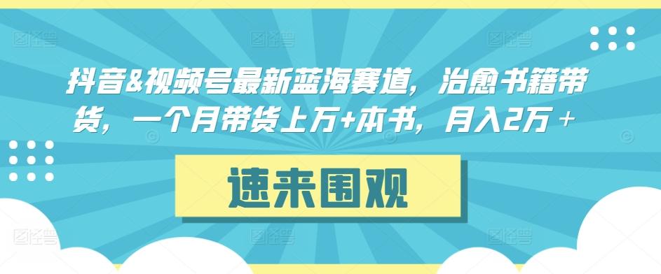 抖音&视频号最新蓝海赛道，治愈书籍带货，一个月带货上万+本书，月入2万＋【揭秘】-九洲网