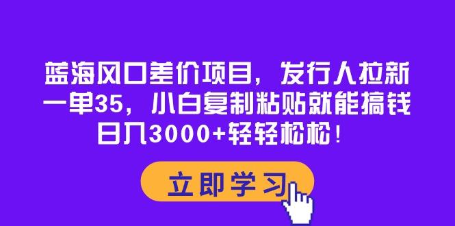 蓝海风口差价项目，发行人拉新，一单35，小白复制粘贴就能搞钱！日入30...-九洲网