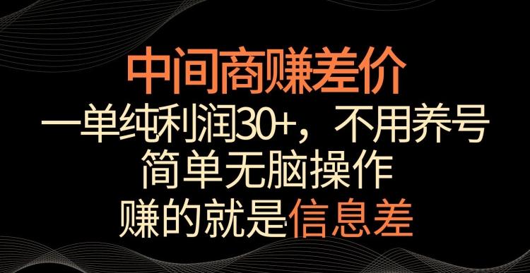 中间商赚差价，一单纯利润30+，简单无脑操作，赚的就是信息差，轻轻松松日入1000+【揭秘】-九洲网