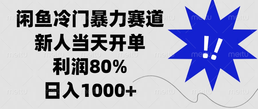 闲鱼冷门暴力赛道，新人当天开单，利润80%，日入1000+-九洲网
