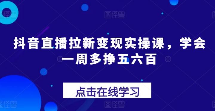 抖音直播拉新变现实操课，学会一周多挣五六百-九洲网