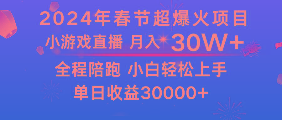 龙年2024过年期间，最爆火的项目 抓住机会 普通小白如何逆袭一个月收益30W+-九洲网