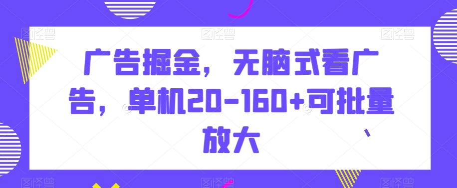 广告掘金，无脑式看广告，单机20-160+可批量放大【揭秘】-九洲网