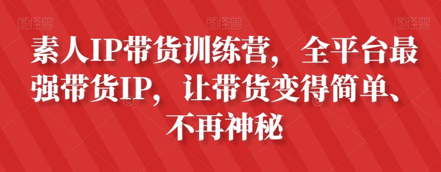 素人IP带货训练营，全平台最强带货IP，让带货变得简单、不再神秘-九洲网
