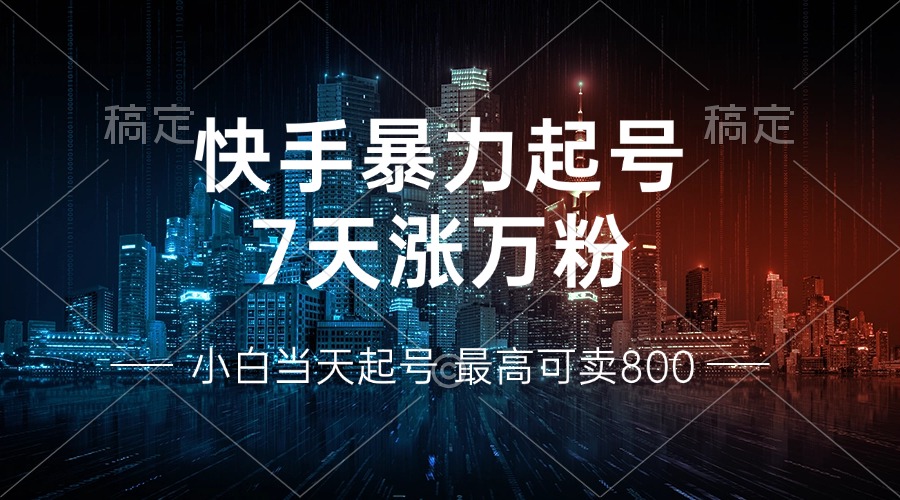 快手暴力起号，7天涨万粉，小白当天起号 多种变现方式，账号回收，单月...-九洲网