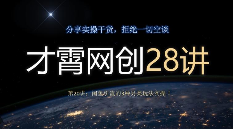 才霄网创28讲第20讲：闲鱼引流的3种另类玩法实操！-九洲网