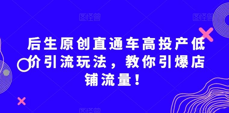 后生原创直通车高投产低价引流玩法，教你引爆店铺流量！-九洲网