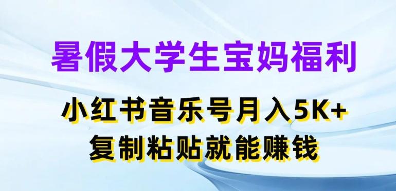 暑假大学生宝妈福利，小红书音乐号月入5000+，复制粘贴就能赚钱【揭秘】-九洲网