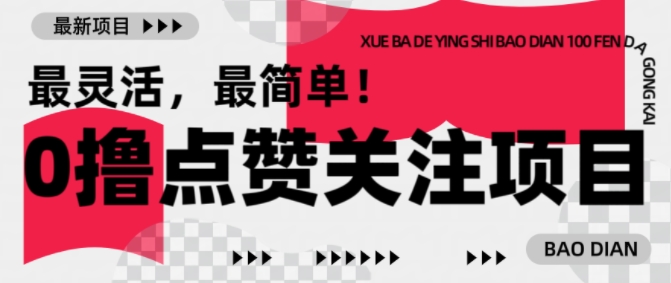 【0撸】最新点赞关注小项目，1毛起赚，1块起提-九洲网
