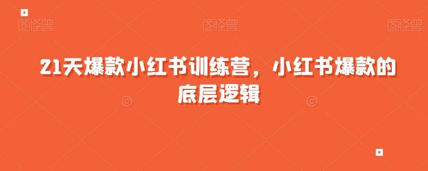 21天爆款小红书训练营，小红书爆款的底层逻辑-九洲网