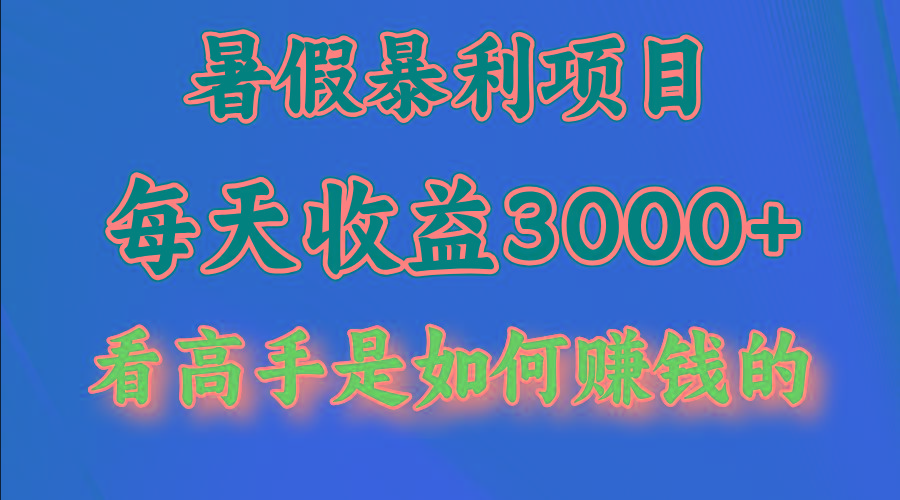 暑假暴力项目 1天收益3000+，视频号，快手，不露脸直播.次日结算-九洲网