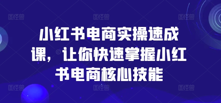 小红书电商实操速成课，让你快速掌握小红书电商核心技能-九洲网