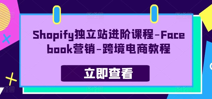 Shopify独立站进阶课程-Facebook营销-跨境电商教程-九洲网