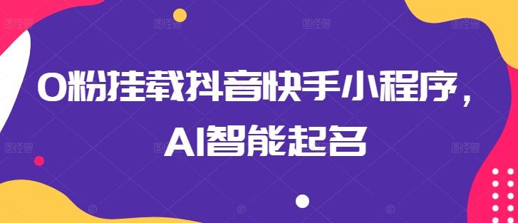0粉挂载抖音快手小程序，AI智能起名-九洲网