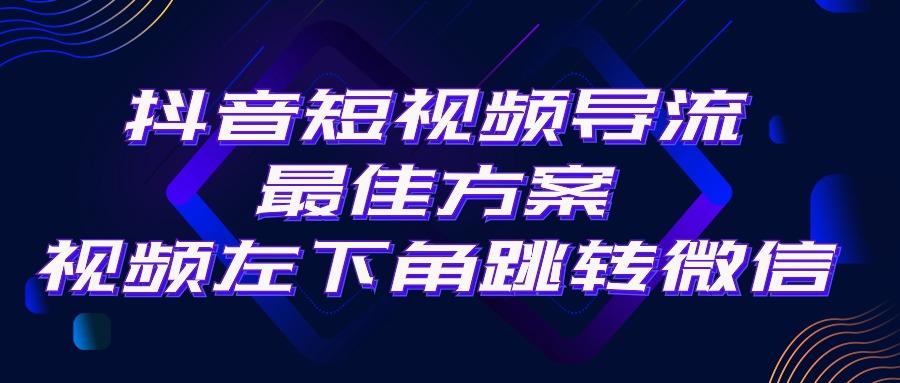 抖音短视频引流导流最佳方案，视频左下角跳转微信，外面500一单，利润200+-九洲网