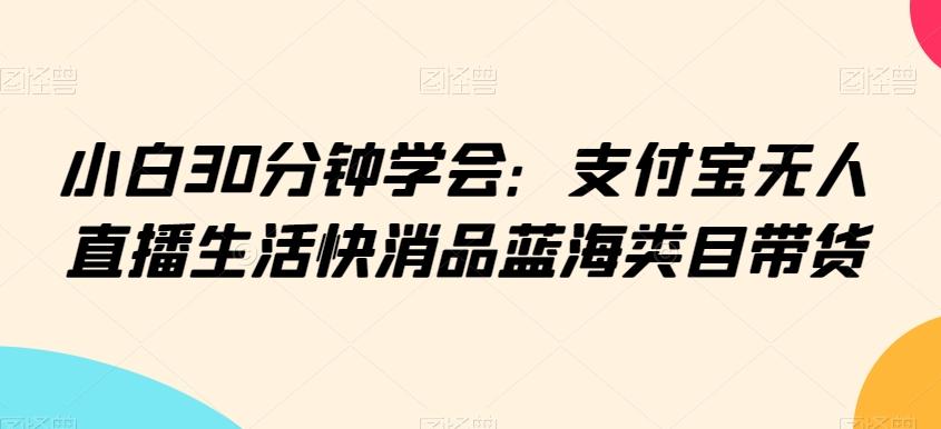 小白30分钟学会：支付宝无人直播生活快消品蓝海类目带货【揭秘】-九洲网