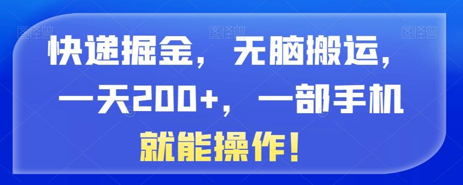 快递掘金，无脑搬运，一天200+，一部手机就能操作！-九洲网