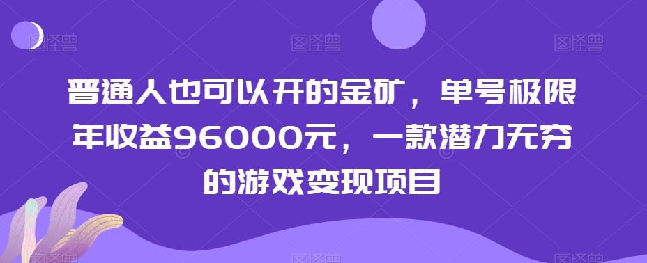 普通人也可以开的金矿，单号极限年收益96000元，一款潜力无穷的游戏变现项目【揭秘】-九洲网