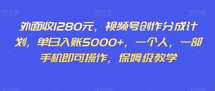 外面收1280元，视频号创作分成计划，单日入账5000+，一个人，一部手机即可操作，保姆级教学【揭秘】-九洲网