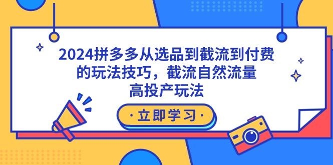 2024拼多多从选品到截流到付费的玩法技巧，截流自然流量玩法，高投产玩法-九洲网