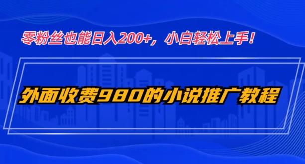 外面收费980的小说推广教程：零粉丝也能日入200+，小白轻松上手！-九洲网