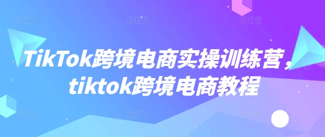 TikTok跨境电商实操训练营，tiktok跨境电商教程-九洲网