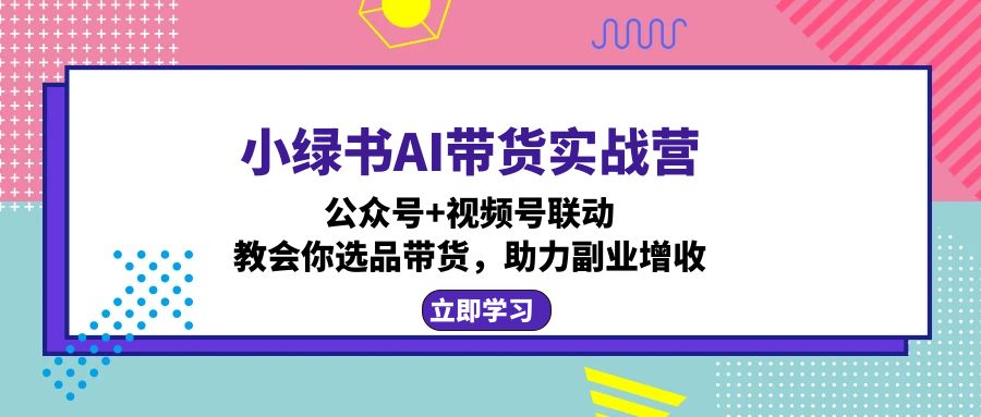 小绿书AI带货实战营：公众号+视频号联动，教会你选品带货，助力副业增收-九洲网