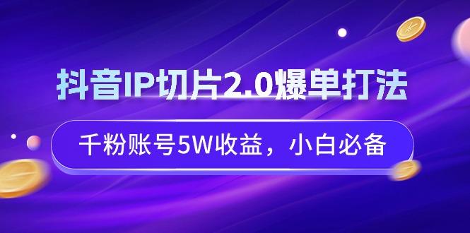 抖音IP切片2.0爆单打法，千粉账号5W收益，小白必备-九洲网
