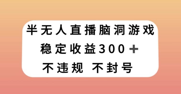 半无人直播脑洞小游戏，每天收入300+，保姆式教学小白轻松上手【揭秘】-九洲网
