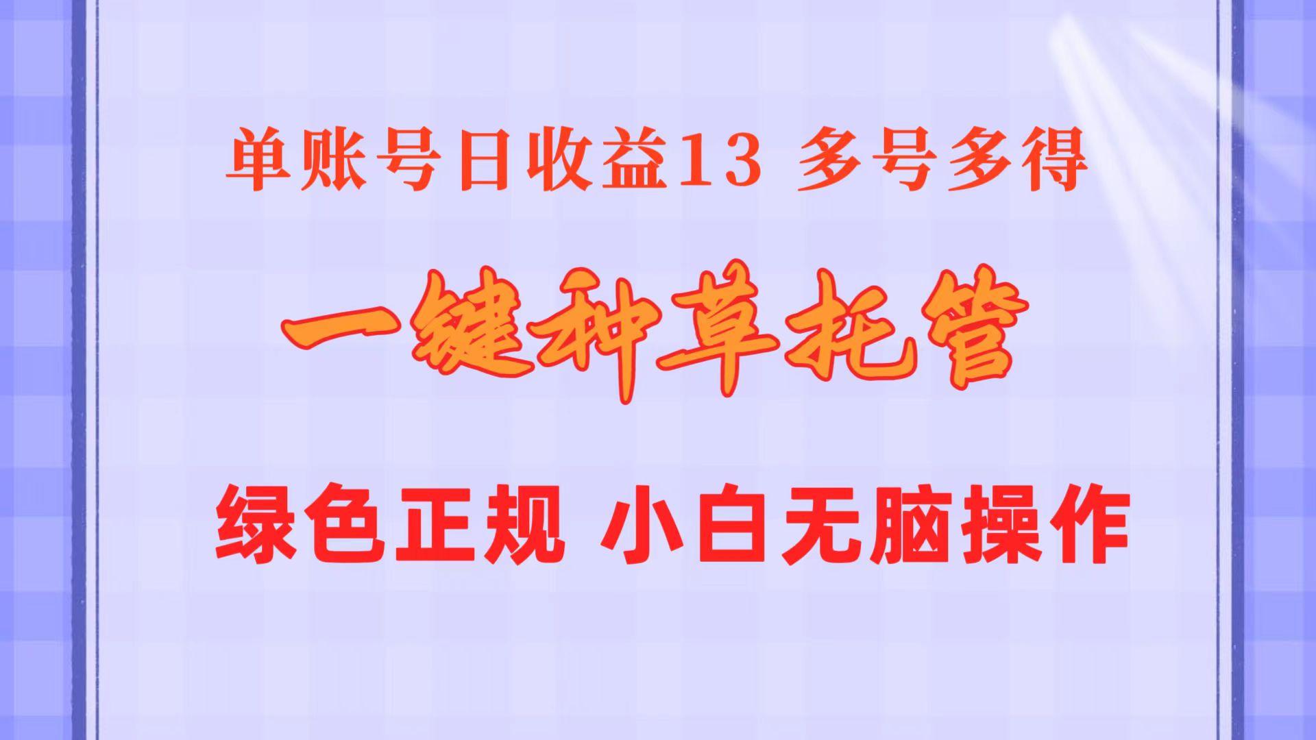 一键种草托管 单账号日收益13元  10个账号一天130  绿色稳定 可无限推广-九洲网