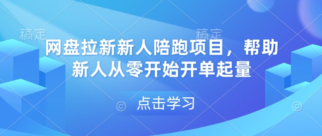 网盘拉新新人陪跑项目，帮助新人从零开始开单起量-九洲网