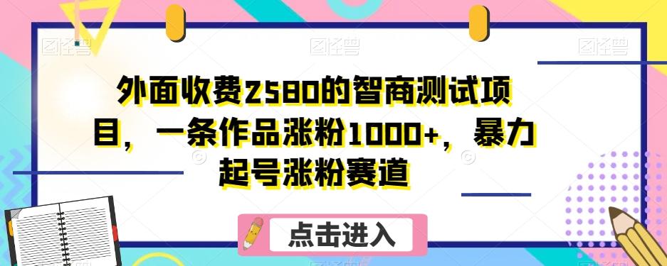 外面收费2580的智商测试项目，一条作品涨粉1000+，暴力起号涨粉赛道【揭秘】-九洲网