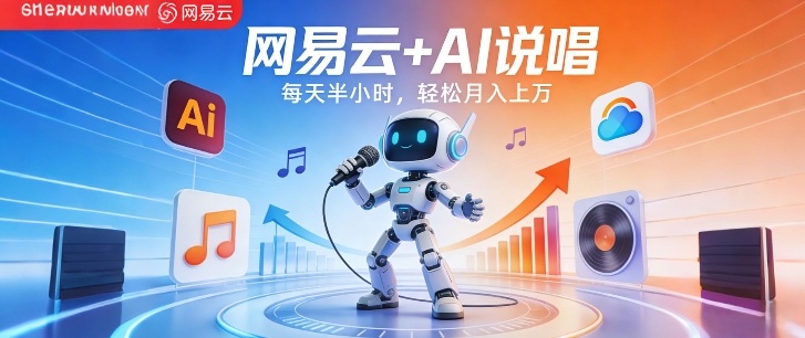 网易云+AI说唱，每天半小时，AI内容创作+流量变现，轻松月入1W-九洲网