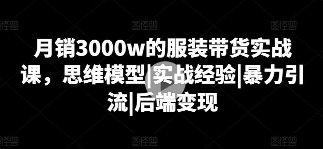 月销3000w的服装带货实战课，思维模型|实战经验|暴力引流|后端变现-九洲网