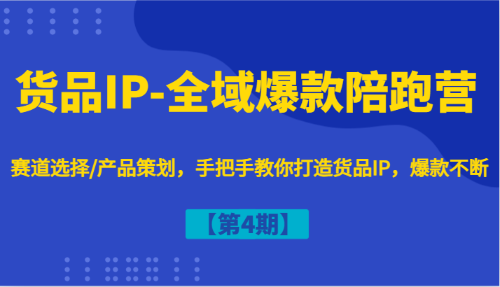货品IP-全域爆款陪跑营【第4期】赛道选择/产品策划，手把手教你打造货品IP，爆款不断-九洲网