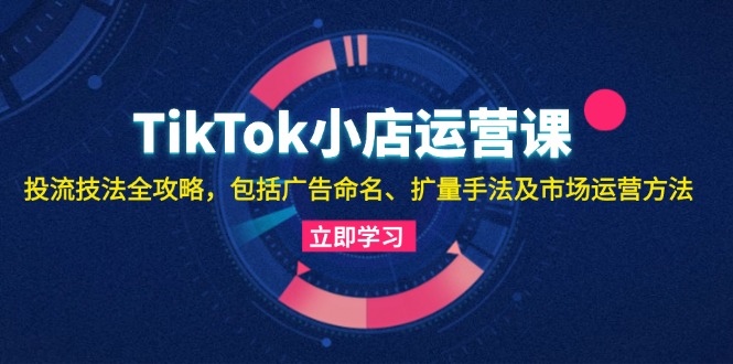 TikTok小店运营课：投流技法全攻略，包括广告命名 扩量手法及市场运营方法-九洲网