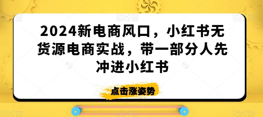 2024新电商风口，小红书无货源电商实战，带一部分人先冲进小红书-九洲网