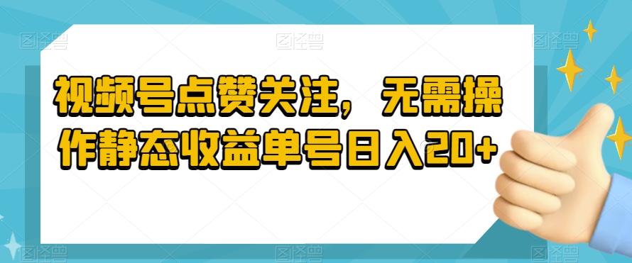 视频号点赞关注，无需操作静态收益单号日入20+-九洲网