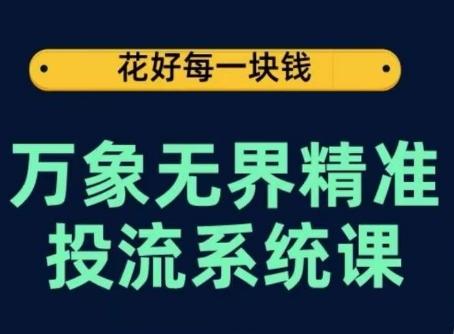 万象无界精准投流系统课，从关键词到推荐，从万象台到达摩盘，从底层原理到实操步骤-九洲网
