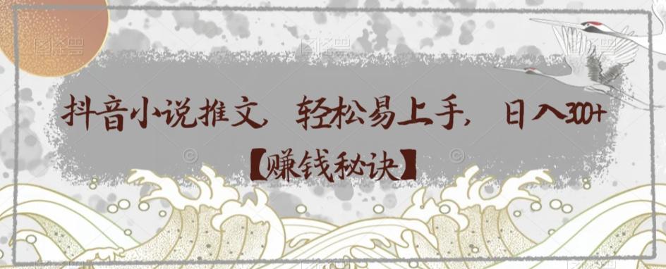 抖音小说推文，轻松易上手，日入300+【赚钱秘诀】-九洲网