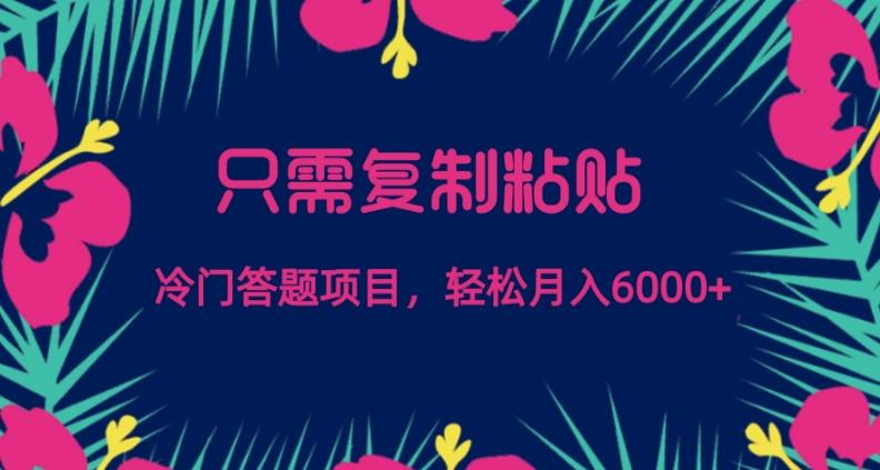 只需复制粘贴，冷门答题项目，轻松月入6000-九洲网