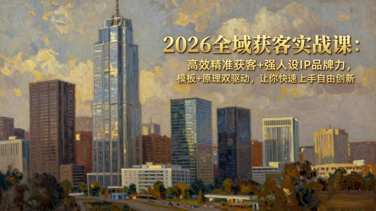 2026全域获客实战课：高效精准获客+强人设IP品牌力，模板+原理双驱动，让你快速上手自由创新-九洲网