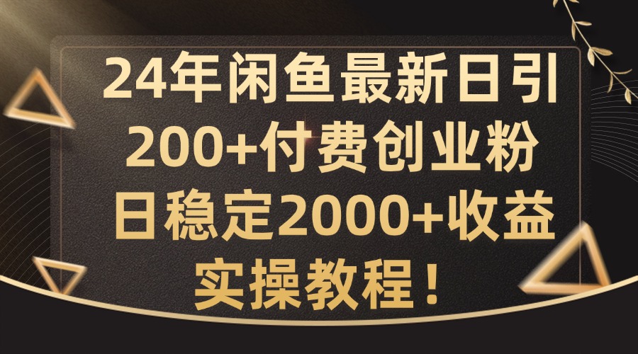 24年闲鱼最新日引200+付费创业粉日稳2000+收益，实操教程【揭秘】-九洲网