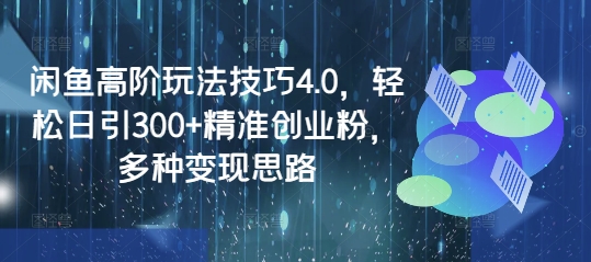 闲鱼高阶玩法技巧4.0，轻松日引300+精准创业粉，多种变现思路-九洲网