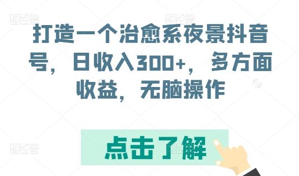 打造一个治愈系夜景抖音号，日收入300+，多方面收益，无脑操作【揭秘】-九洲网