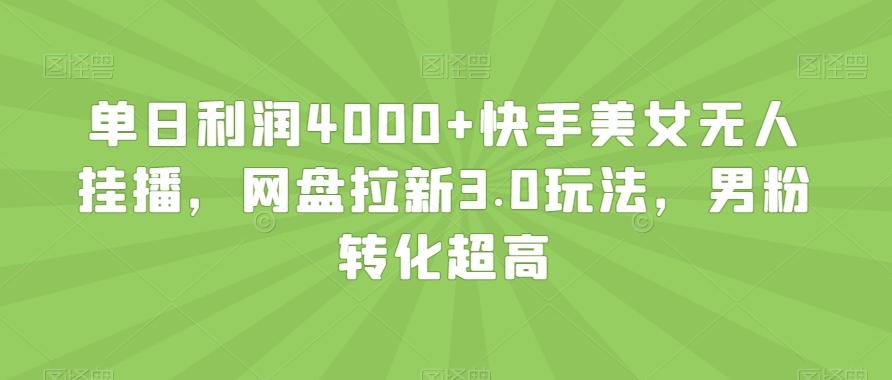 单日利润4000+快手美女无人挂播，网盘拉新3.0玩法，男粉转化超高【揭秘】-九洲网