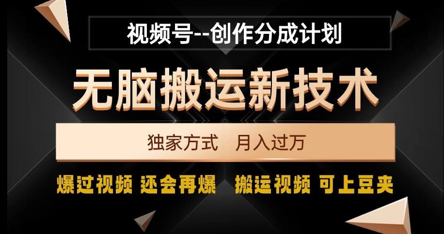 视频号无脑搬运新技术，破原创壕流量，独家方式，爆过视频，还会再爆【揭秘】-九洲网