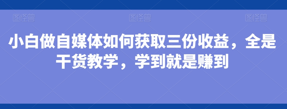 小白做自媒体如何获取三份收益，全是干货教学，学到就是赚到-九洲网